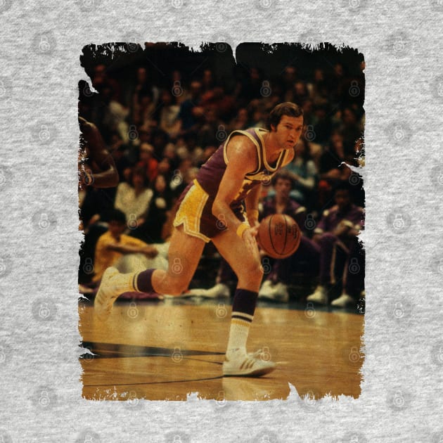 Jerry West - Vintage Design Of Basketball by JULIAN AKBAR PROJECT